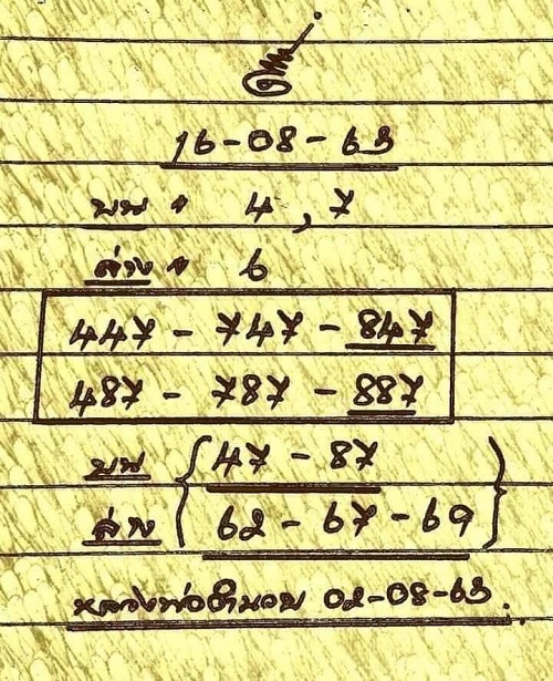 เลขเด็ด 16/8/63