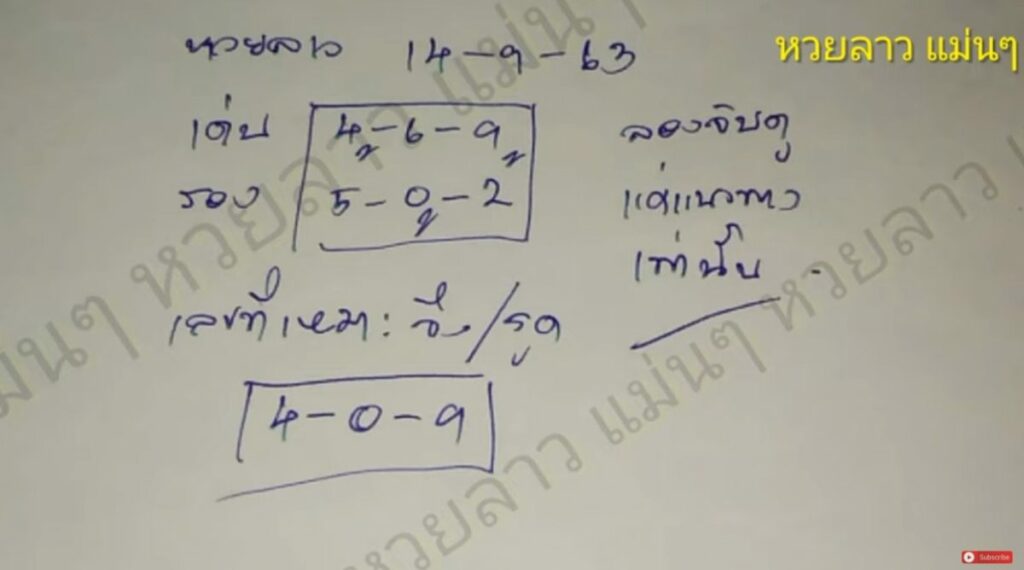 เลขเด็ดหวยลาว 14/9/63