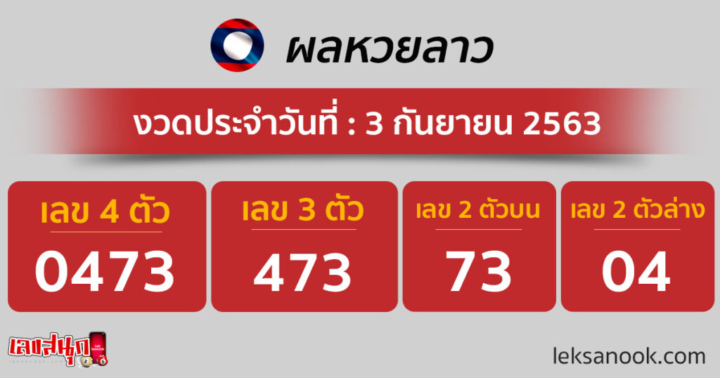 ผลหวยลาว วันที่ 3 ก.ย.