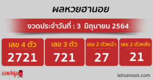 ผลหวยฮานอย 3-6-64