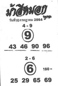 หวยม้าสีหมอก 1/7/64