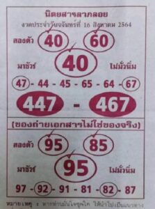 หวยนิตยสารลาภลอย 16/8/64 