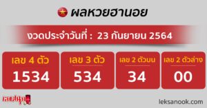 ผลหวยฮานอย 23-9-64