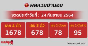 ผลหวยฮานอย 24-9-64