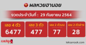 ผลหวยฮานอย 29-9-64