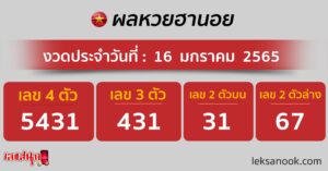 ผลหวยฮานอย 16-01-65