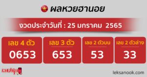 ผลหวยฮานอย 25-1-65 
