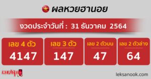 ตรวจหวยฮานอย 31 12 64