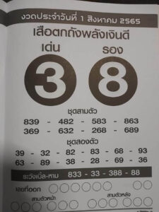 หวยเสือตกถังพลังเงินดี 1/08/65 