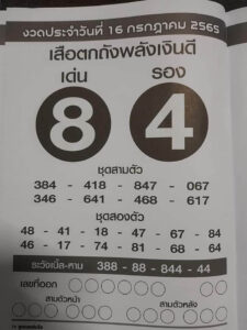 หวยเสือตกถังพลังเงินดี 16/07/65