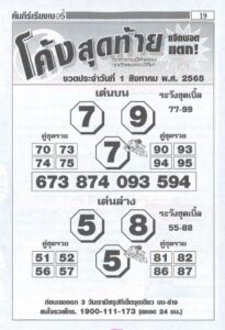 หวยโค้งสุดท้าย 1/08/65 