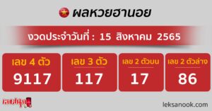 ตรวจผลหวยฮานอย 15/08/65