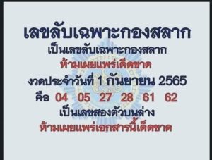 เลขลับเฉพาะกองสลาก 1/09/65