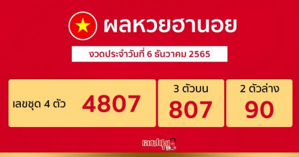 ผลหวยฮานอย 6/12/65