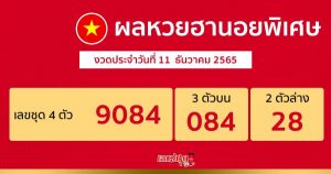 ผลหวยฮานอยพิเศษ 11/12/65