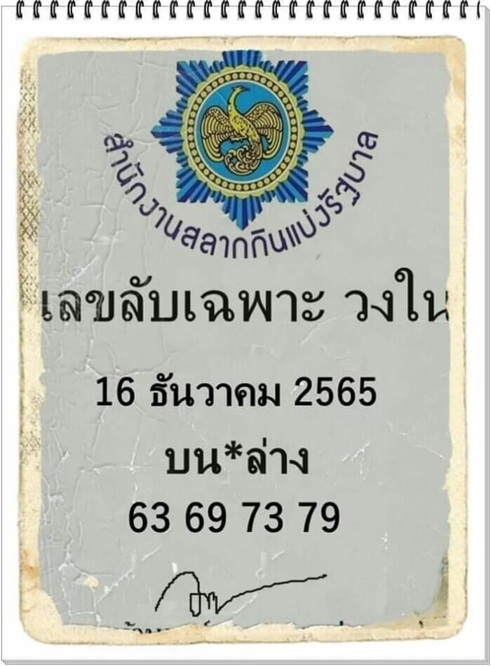 แนวทางหวยรัฐบาลไทย 16/12/65