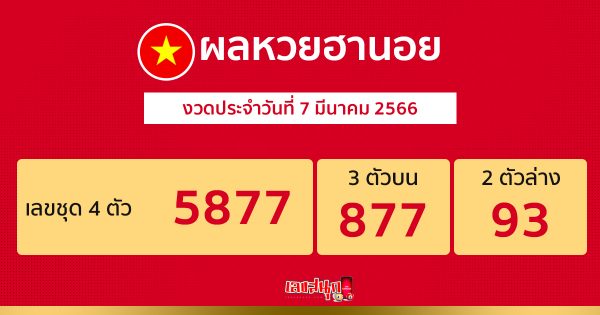 ผลหวยฮานอย 7/03/66