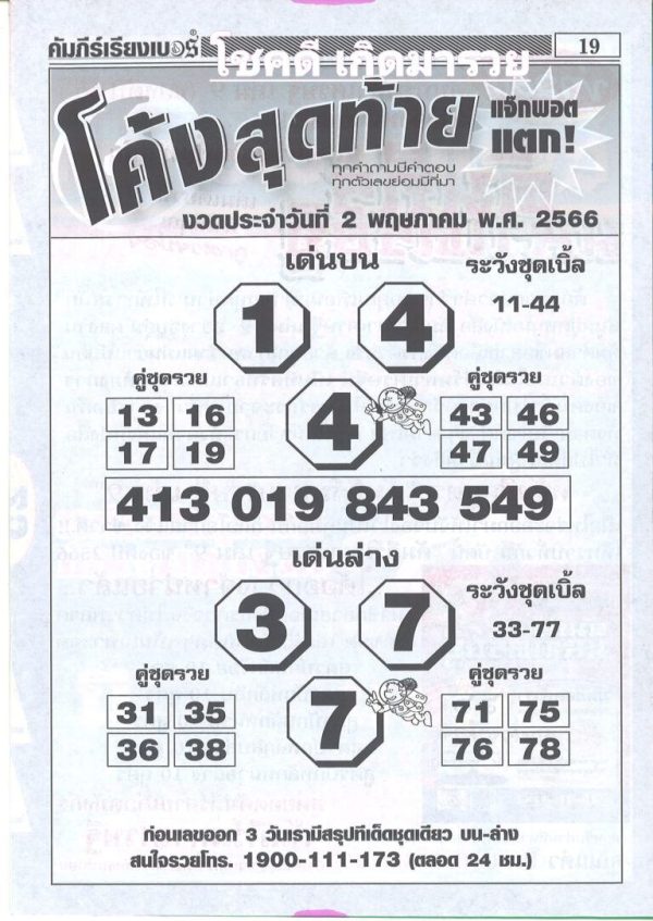 เลขโค้งสุดท้าย 2/05/66