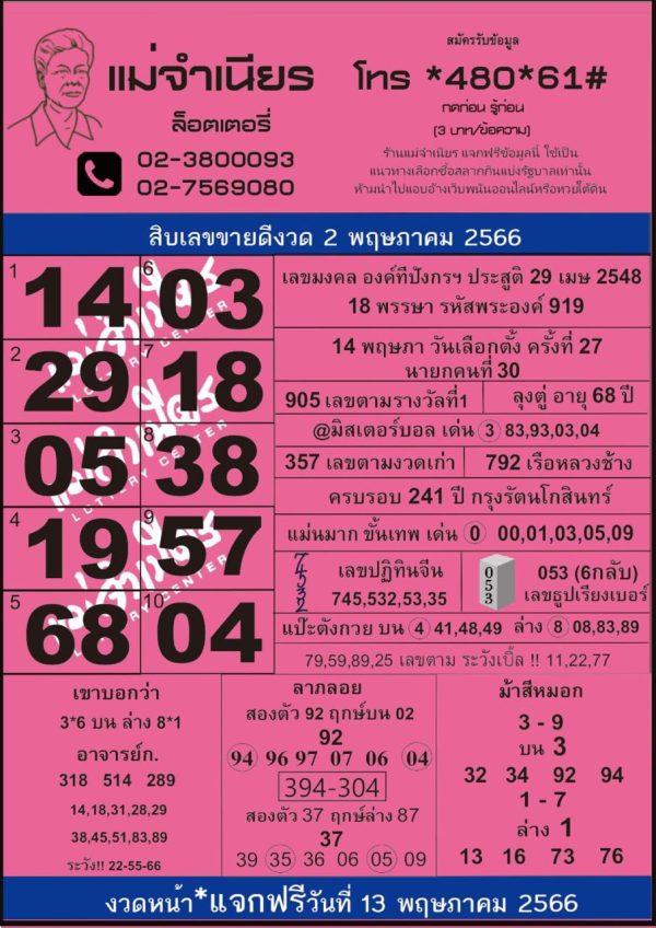 เลขแม่จำเนียร 2/05/66
