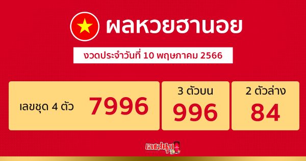 ผลหวยฮานอย 10/05/66