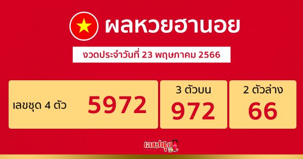 ผลหวยฮานอย 23/05/66