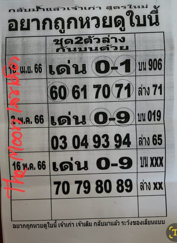 อยากถูกหวยดูใบนี้