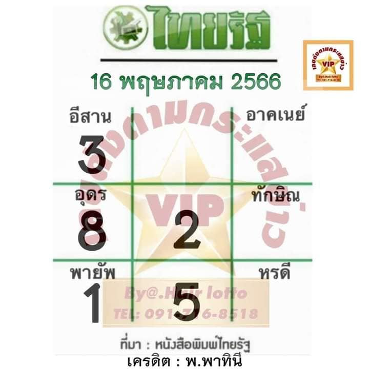 หวยไทยรัฐ16/05/66