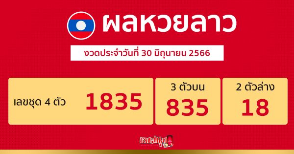 ผลหวยลาวประจำวันที่ 30/06/23