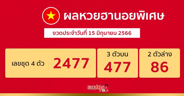 ผลหวยฮานอยพิเศษ 15/06/66