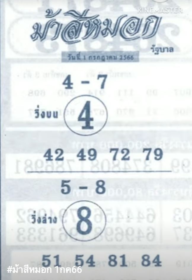 เลขม้าสีหมอก 1/7/2566