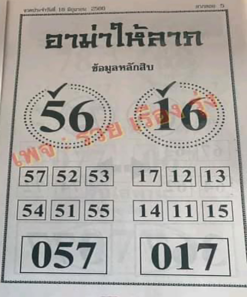 เลขเด็ดอาม่าให้โชค