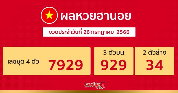 ผลหวยฮานอย 26/07/66