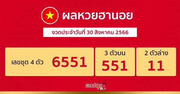 ผลหวยฮานอย 30/08/66