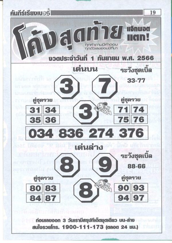 เลขโค้งสุดท้าย 1/9/66