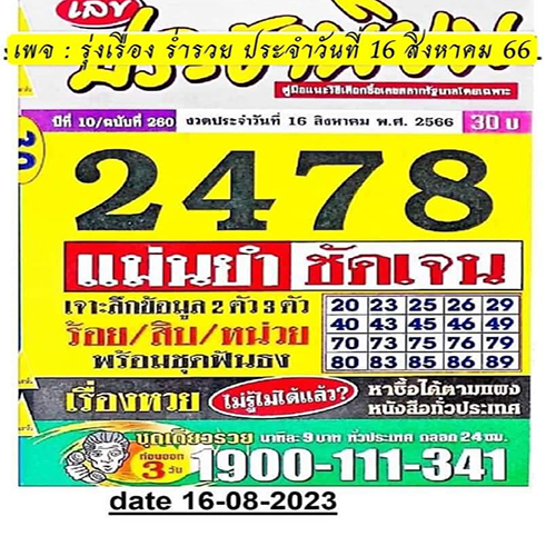 เลขประชานิยม 16 สิงหาคม 66-leksanook.com