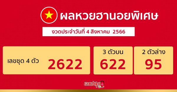 ผลหวยฮานอยพิเศษ 4/08/66