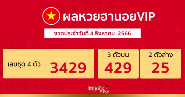 ผลหวยฮานอยVIP 4/08/66