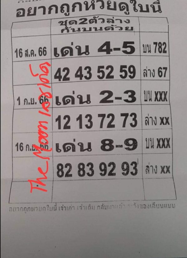 อยากถูกหวยดูใบนี้ 16 9 66