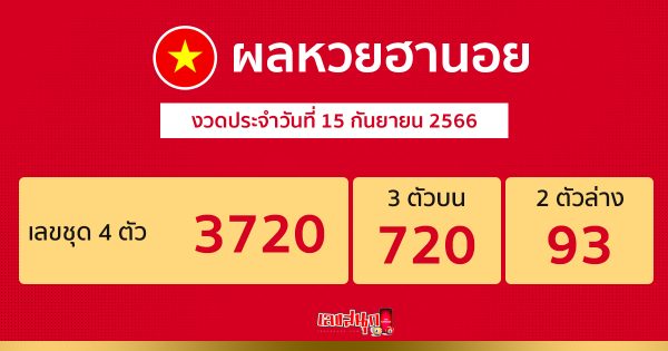 ผลหวยฮานอย 15/09/66