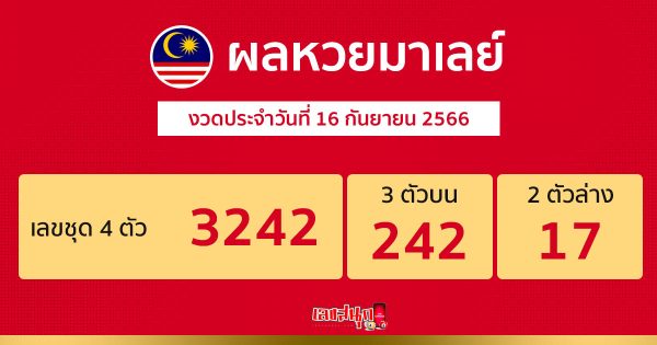 ผลหวยมาเลย์16/09/66
