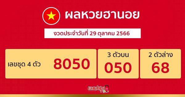 ผลหวยฮานอย 29/10/66 -"Hanoi lottery results 29/10/66"