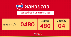 ผลหวยลาว งวดประจำวันที่ 25 ตุลาคม 2566