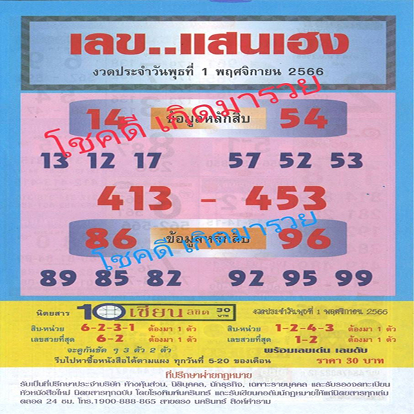 เลขแสนเฮง 1 11 66-"Saen Heng number"