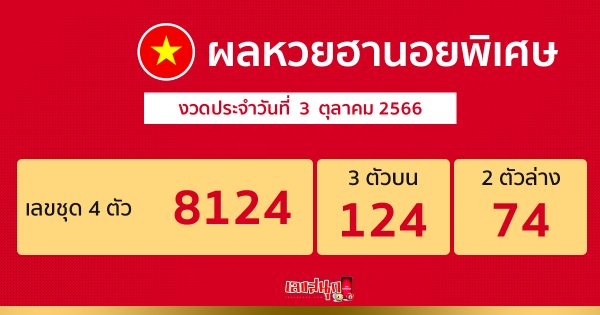 ผลหวยฮานอยพิเศษ 3/10/66