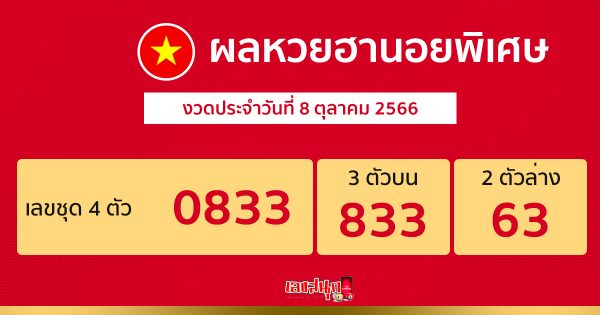 ผลหวยฮานอยพิเศษ 8/10/66-leksanook