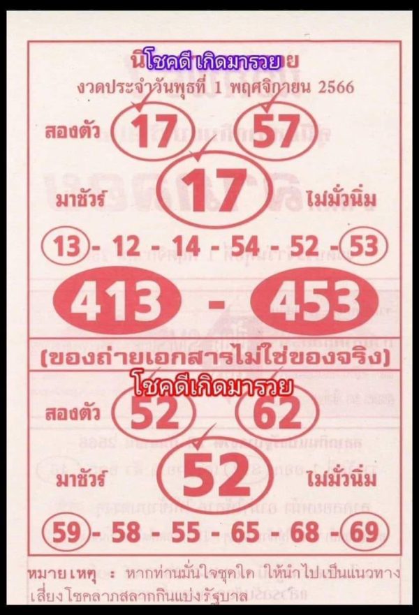เลขลาภลอย 1 11 66