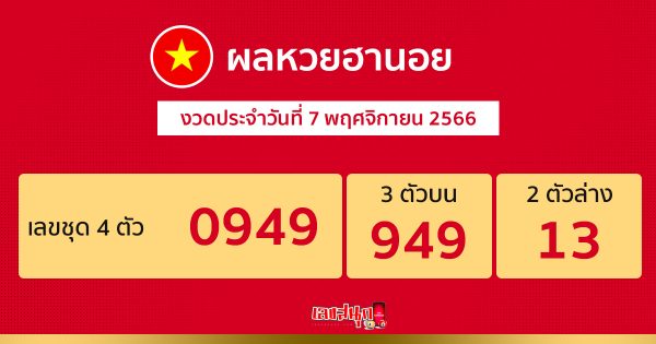 ผลหวยฮานอย 7/11/66-"Hanoi Lottery Result 7 11 66"