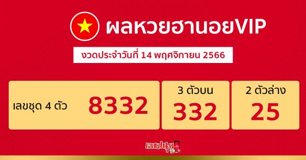 ผลหวยฮานอยVI/11/66- "Hanoi VIP lottery results"