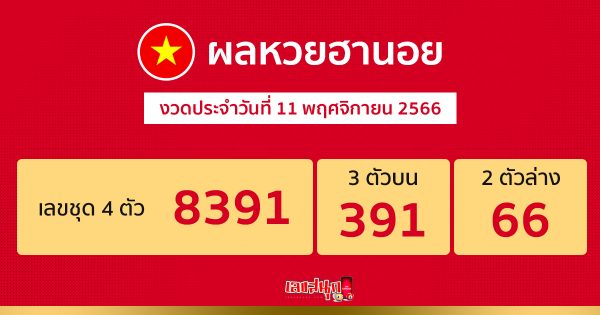 ผลหวยฮานอย 11/11/66-"Hanoi lottery results 11-11-66"