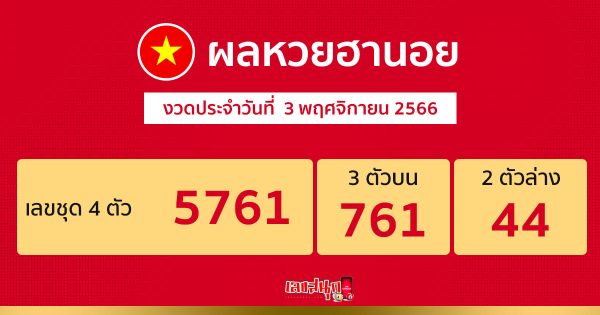ผลหวยฮานอย 3/11/66- "Hanoi lottery results 3/11/66"
